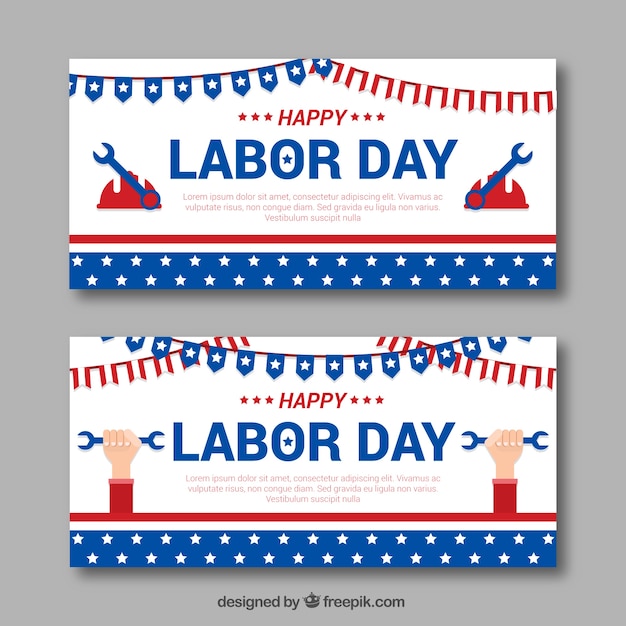 Classic set of banners for labor day
