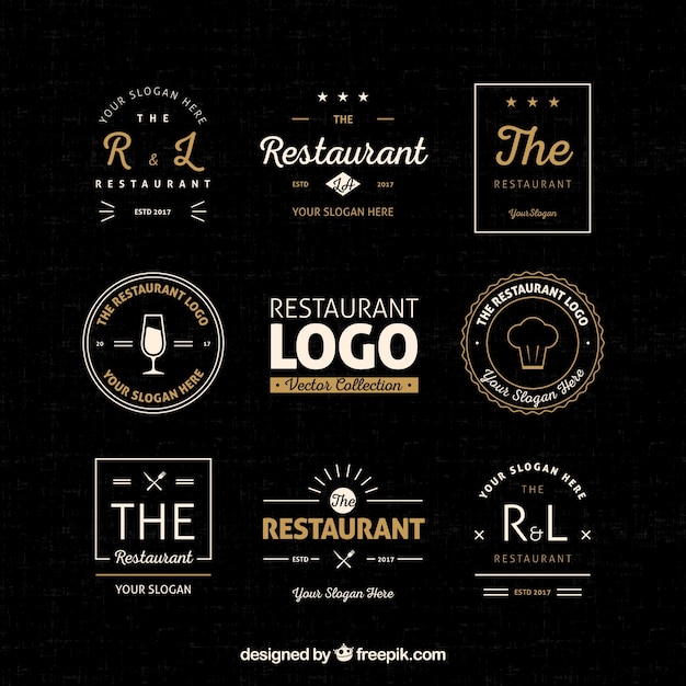 Download Free Classic Set Of Vintage Restaurant Logos Free Vector Use our free logo maker to create a logo and build your brand. Put your logo on business cards, promotional products, or your website for brand visibility.
