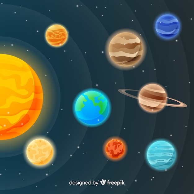 Classic solar system scheme with flat design | Free Vector