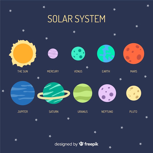 Free Vector | Classic solar system scheme with flat design