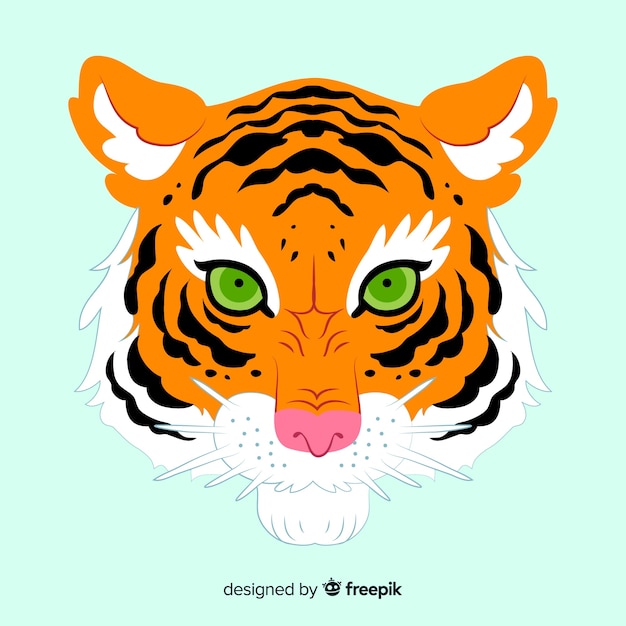 クラシックな虎の顔の構成 無料のベクター