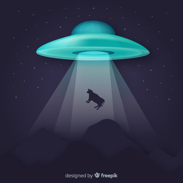 Classic ufo abduction concept with flat\
design