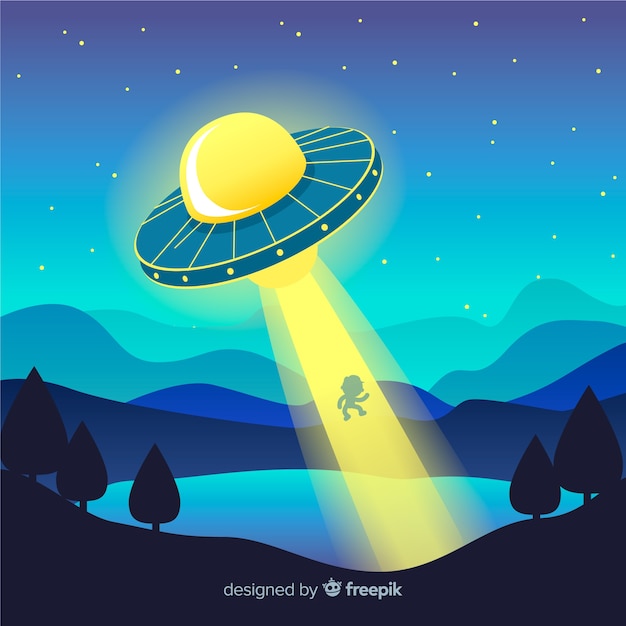 Classic ufo abduction concept with flat
design