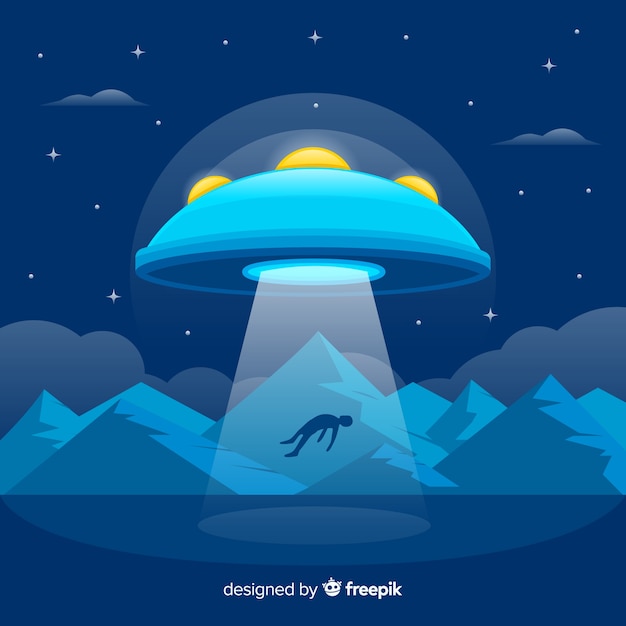 Classic ufo abduction concept with flat
design