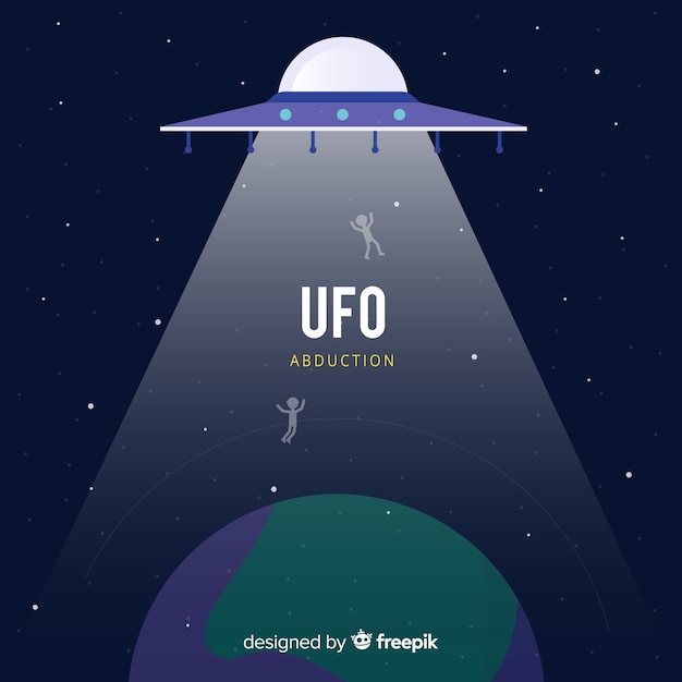 Classic ufo abduction concept with flat design Free Vector