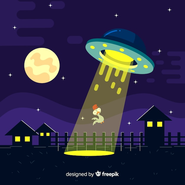 Classic ufo abduction concept with flat design | Free Vector