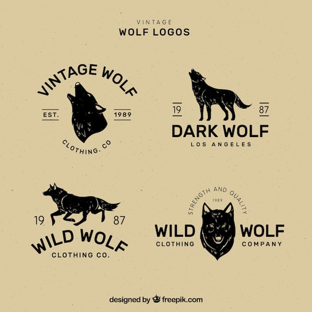 Classic vintage wolf logo collection Vector | Free Download