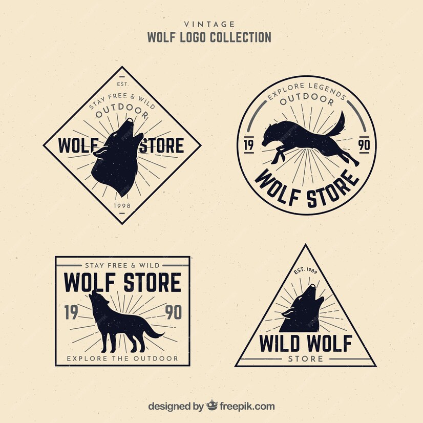 Premium Vector | Classic wolf logo collection