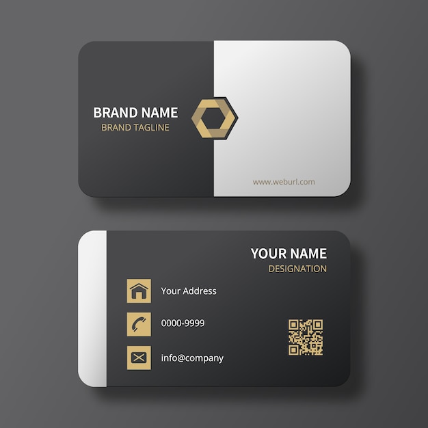 Download Free Classy Black White Business Card With Gold Hexagon Logo Premium Use our free logo maker to create a logo and build your brand. Put your logo on business cards, promotional products, or your website for brand visibility.