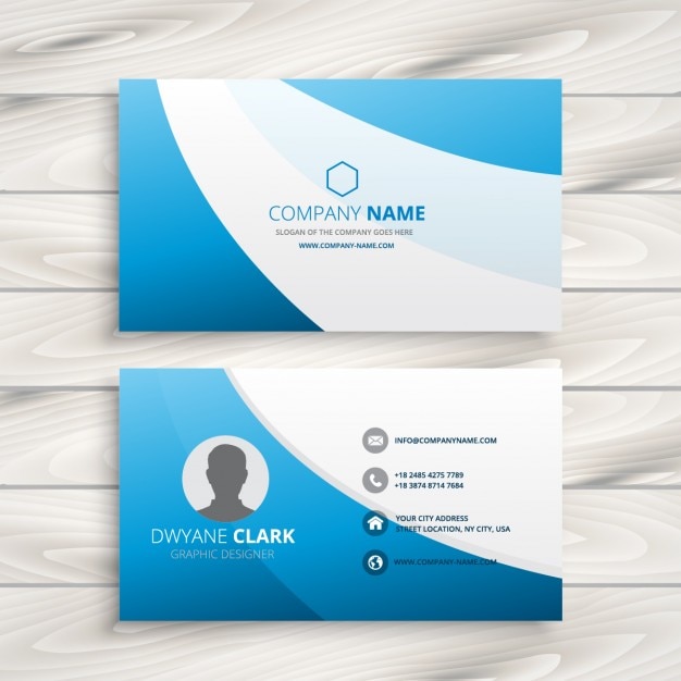 Clean business card with blue waves