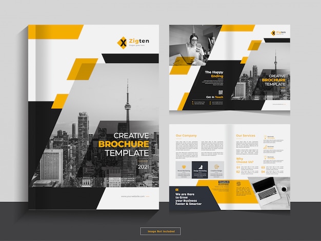 Premium Vector | Clean Corporate Bi Fold Business Brochure Design ...