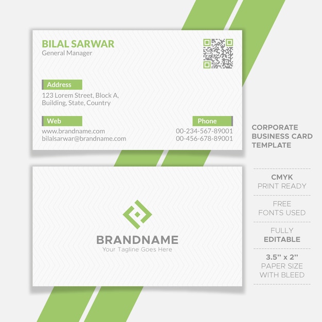 Clean corporate business card design Premium Vector
