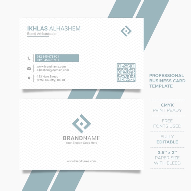 Clean corporate business card template Premium Vector