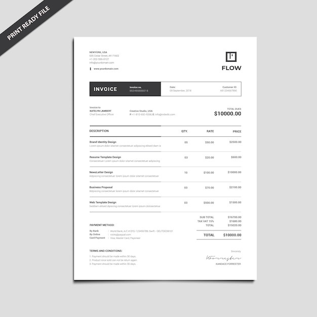 Clean Invoice Template - Fluxes Freebies