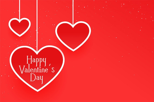 Free Vector | Clean Valentines Day Red Greeting Card With Hanging Hearts