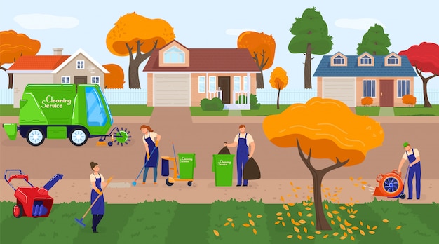 Premium Vector | Cleaning city service illustration, cartoon flat