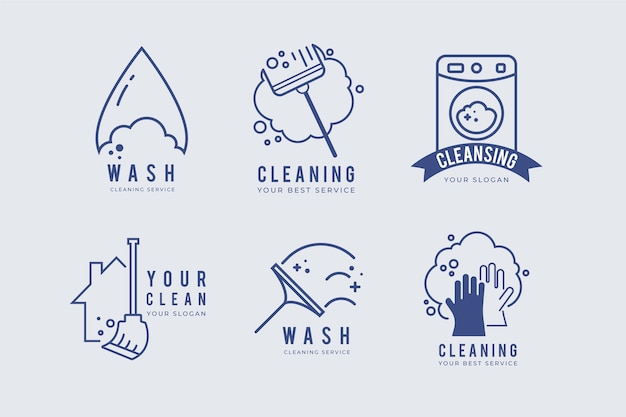 Download Free Cleaning Logo Collection Concept Free Vector Use our free logo maker to create a logo and build your brand. Put your logo on business cards, promotional products, or your website for brand visibility.