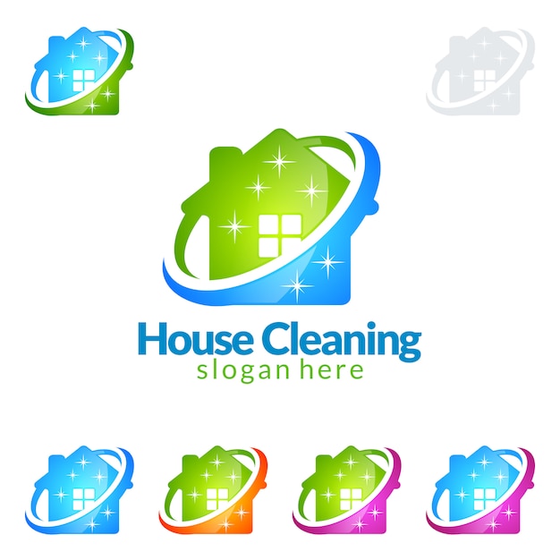 Download Free Cleaning Service Logo Design With House And Circle Premium Vector Use our free logo maker to create a logo and build your brand. Put your logo on business cards, promotional products, or your website for brand visibility.