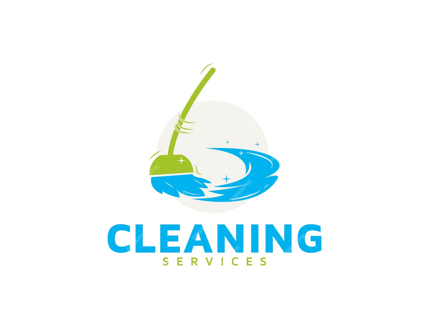 Premium Vector | Cleaning services logo with mop illustration