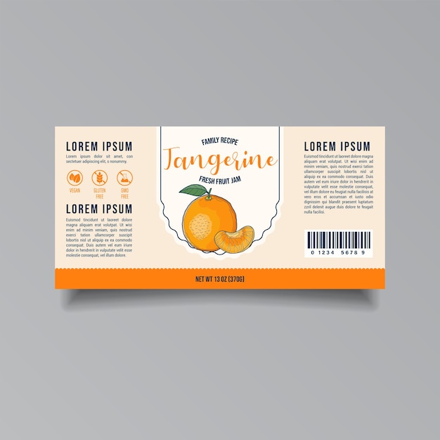 Premium Vector | Clementine jam packaging label template