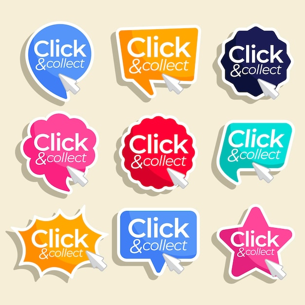 Free Vector | Click and collect button collection