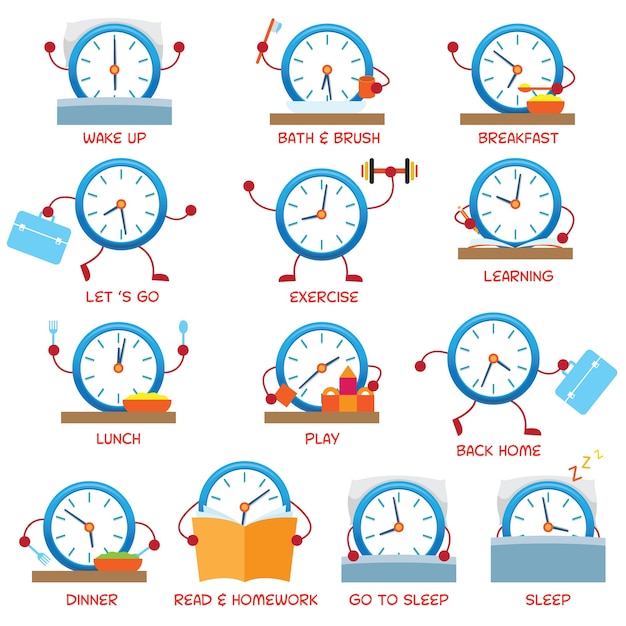 premium-vector-clock-character-kids-daily-routine-timetable