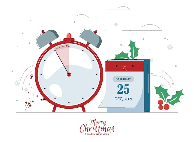 Premium Vector | The clock is approaching the merry christmas 2022 on ...