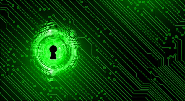 Closed padlock on digital background, cyber security Premium Vector