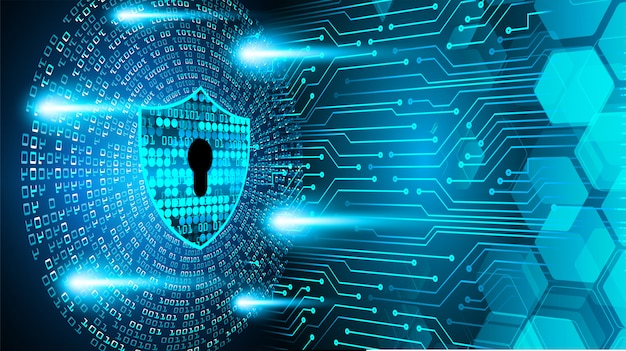 Closed padlock on digital background, cyber security Premium Vector