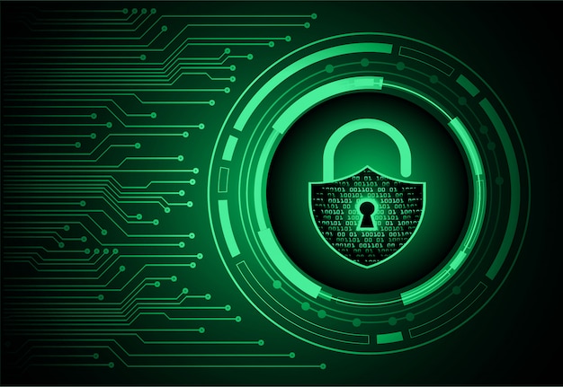 Closed padlock on digital background, cyber security Premium Vector