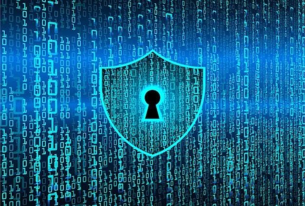 Closed padlock on digital background, cyber security Premium Vector