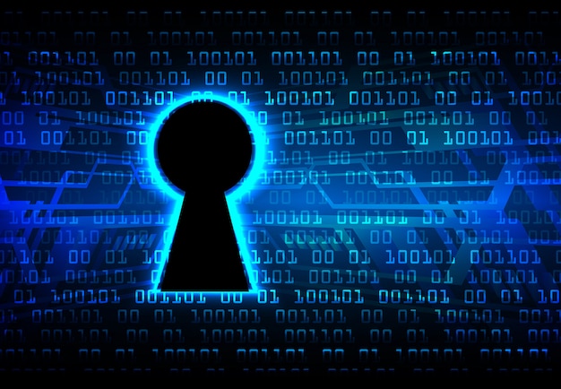 Closed padlock on digital background cyber security Premium Vector