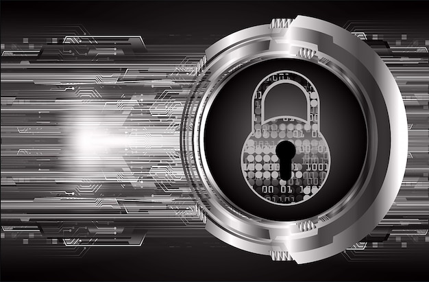 Premium Vector Closed Padlock On Digital Background Cyber Security