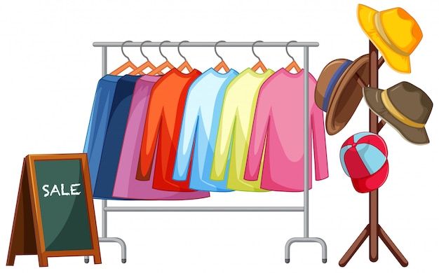 Free Vector A clothes rack on white background