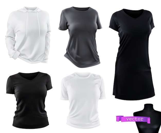 Premium Vector | Clothing. t-shirts, hoodie, dress mockup ...