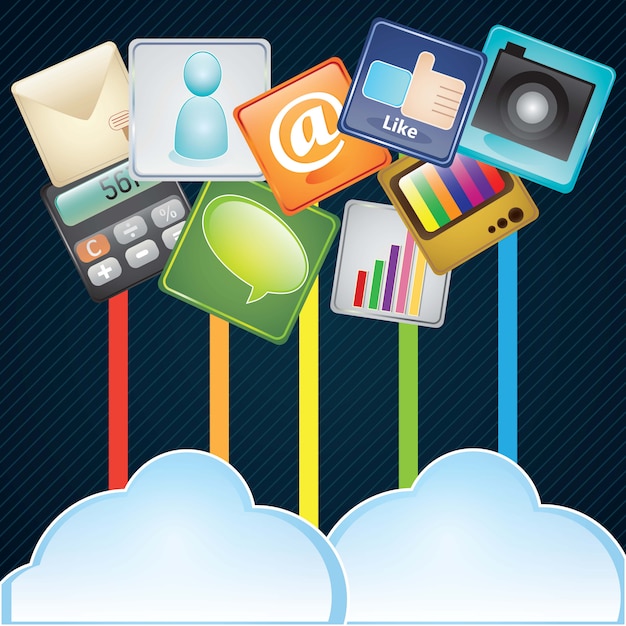 Cloud computing concept design with differents apps on ...