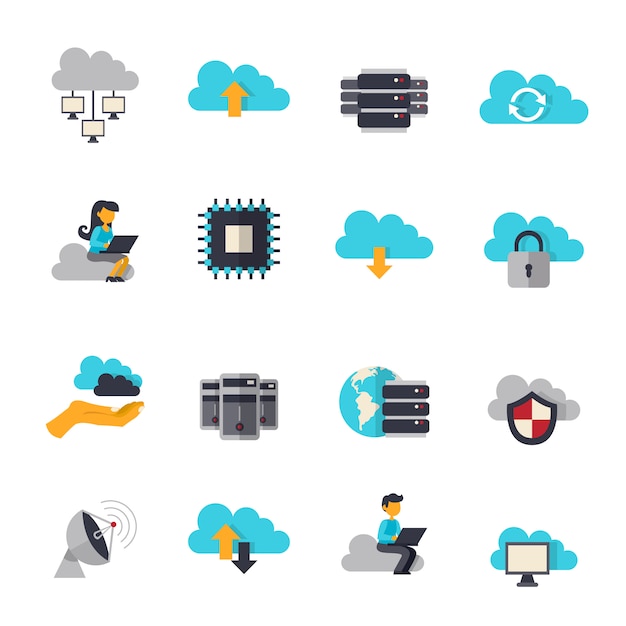 Cloud computing flat icons set | Free Vector