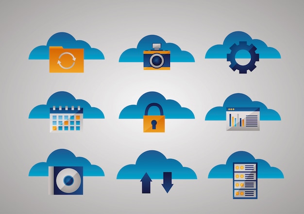 Freepik Cloud Computing Icon Set Vector For Free