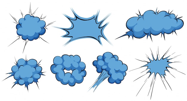青色のイラストで設計された雲の爆発 無料のベクター