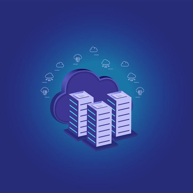 Premium Vector Cloud Hosting Isometric Illustration 8986