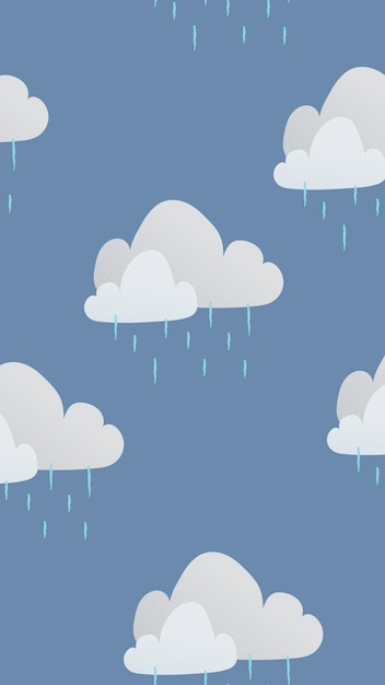 雲iphone壁紙 かわいい雨天パターンベクトル 無料のベクター
