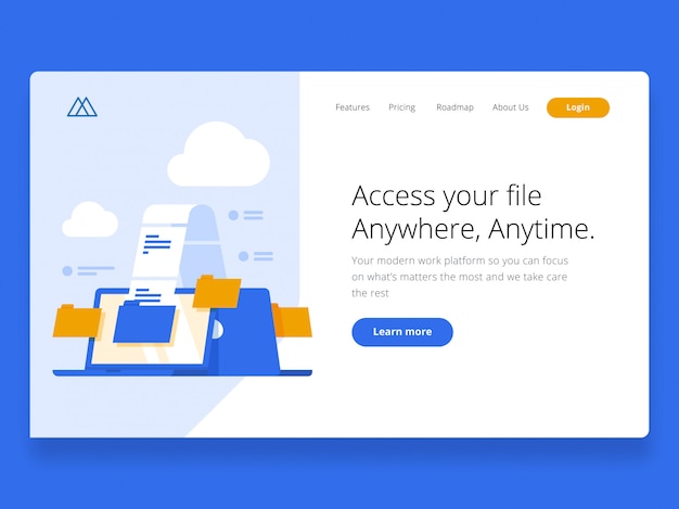 Premium Vector Cloud Landing Page Hero Image