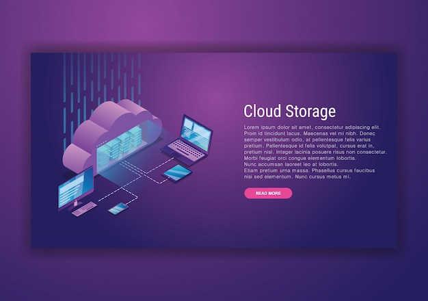 Premium Vector Cloud Storage Isometric Design Template