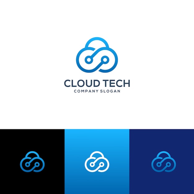 クラウドテクノロジのロゴテンプレート プレミアムベクター