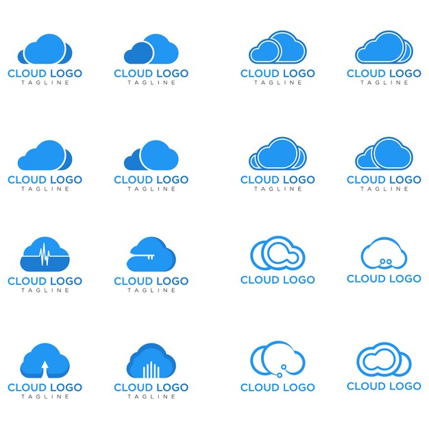 Premium Vector | Cloud Vector Logo Icon Illustration Set