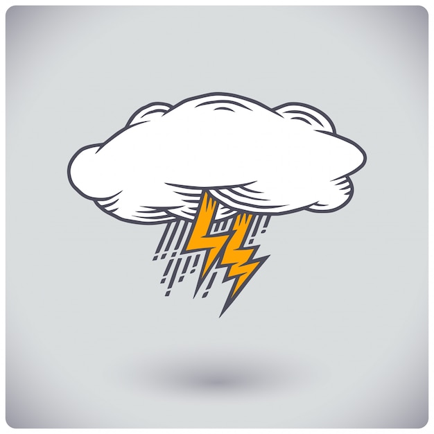 Premium Vector Cloud with lightning drawing