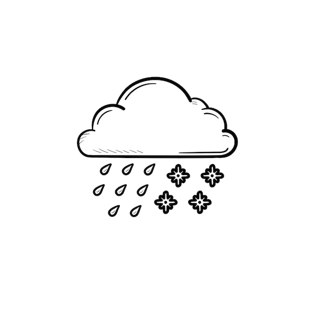 Premium Vector | Cloud with snow and rain hand drawn outline doodle ...