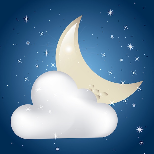 Premium Vector | Clouded moon over starry sky background vectror ...