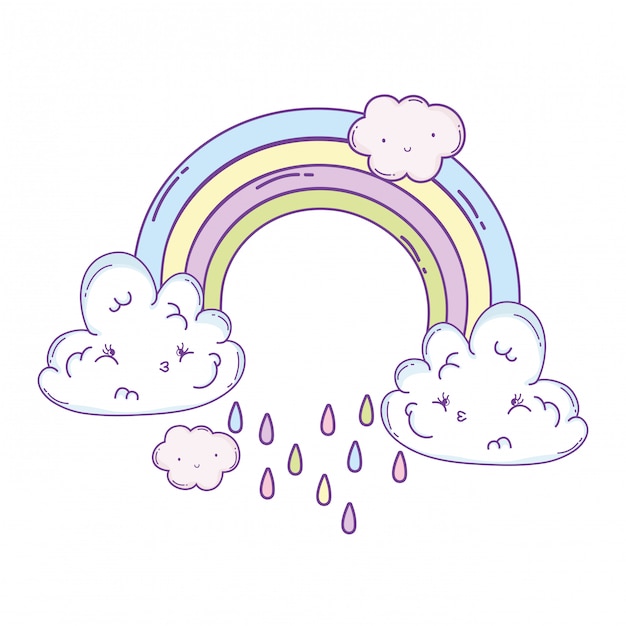 Premium Vector Clouds And Rainbow Cartoon