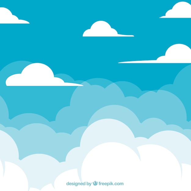 Cloudy sky background in flat design